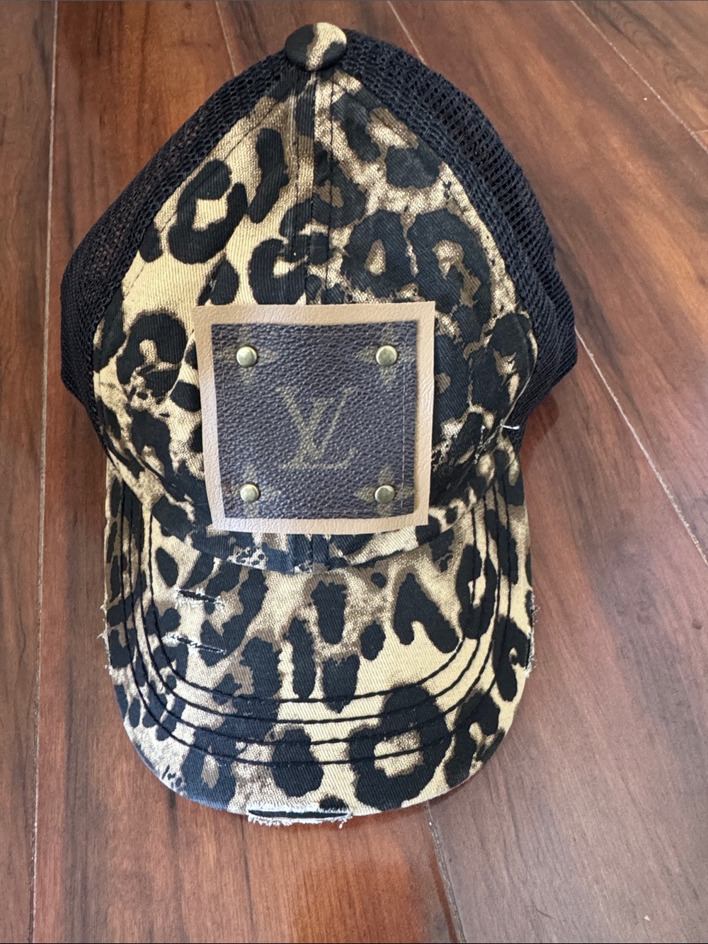 Louis Vuitton Leopard Print Baseball Cap in Black and Tan